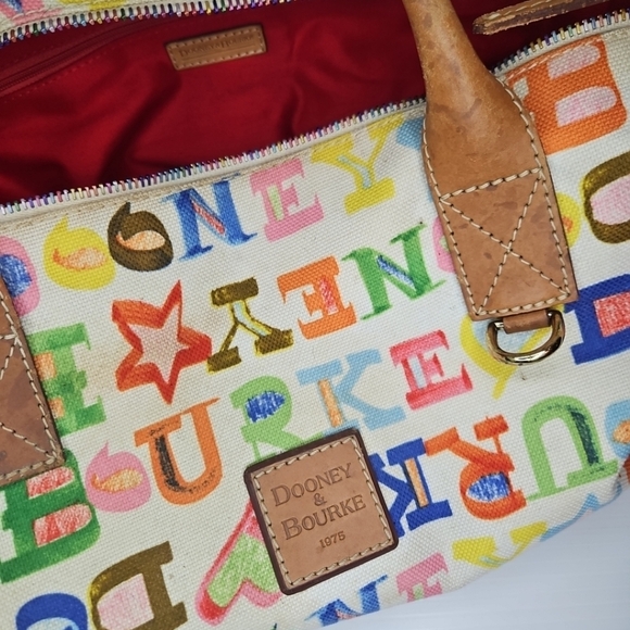 Dooney & Bourke Colorful Alphabet Scribble Canvas Tote Bag ,Multi Print Rr Vntg - Picture 11 of 14